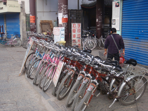 Bicycles for rent.